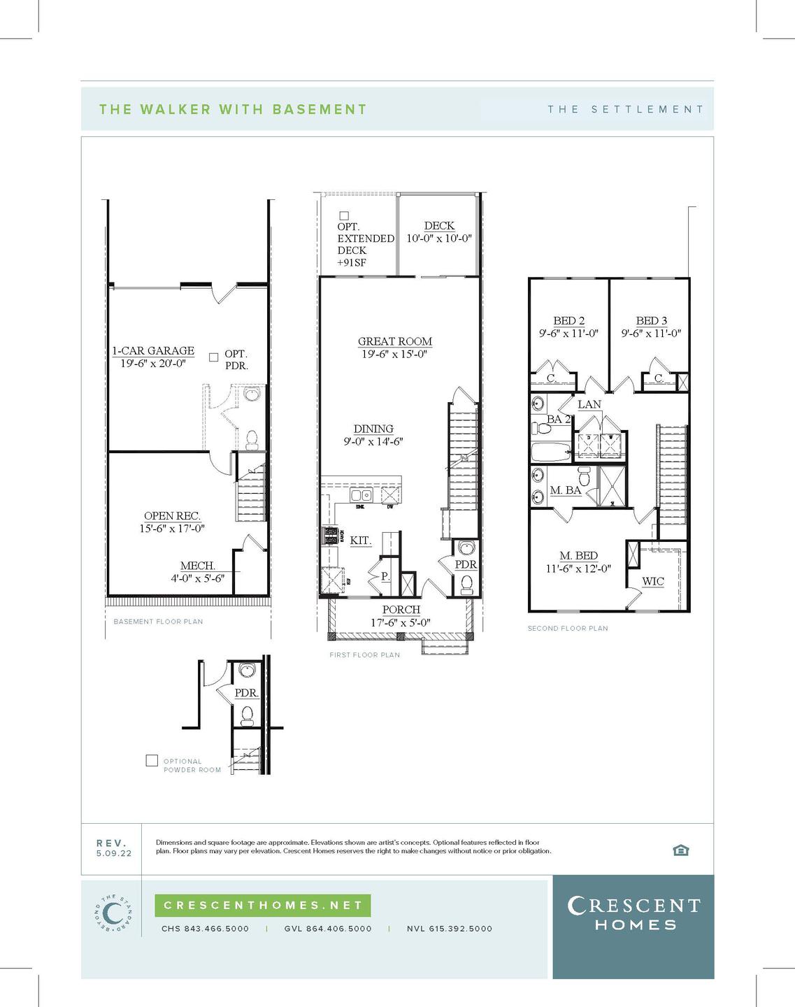 Simpsonville New Home Walker + Basement Floorplan